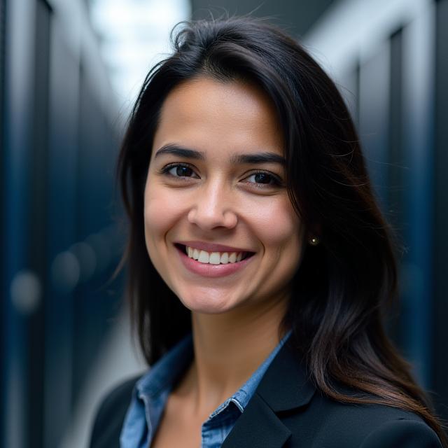 Professional headshot of Aisha Khan, Head of Engineering at Cogitarium Robotics.