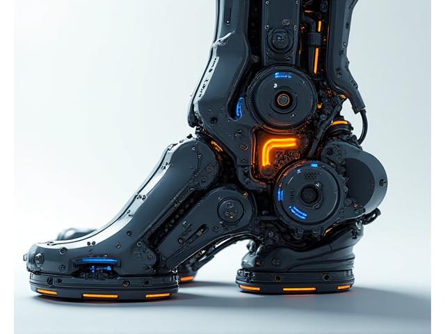 Illustration of a robot's leg mechanism showing fluidic motion engineering and biomimetic principles.